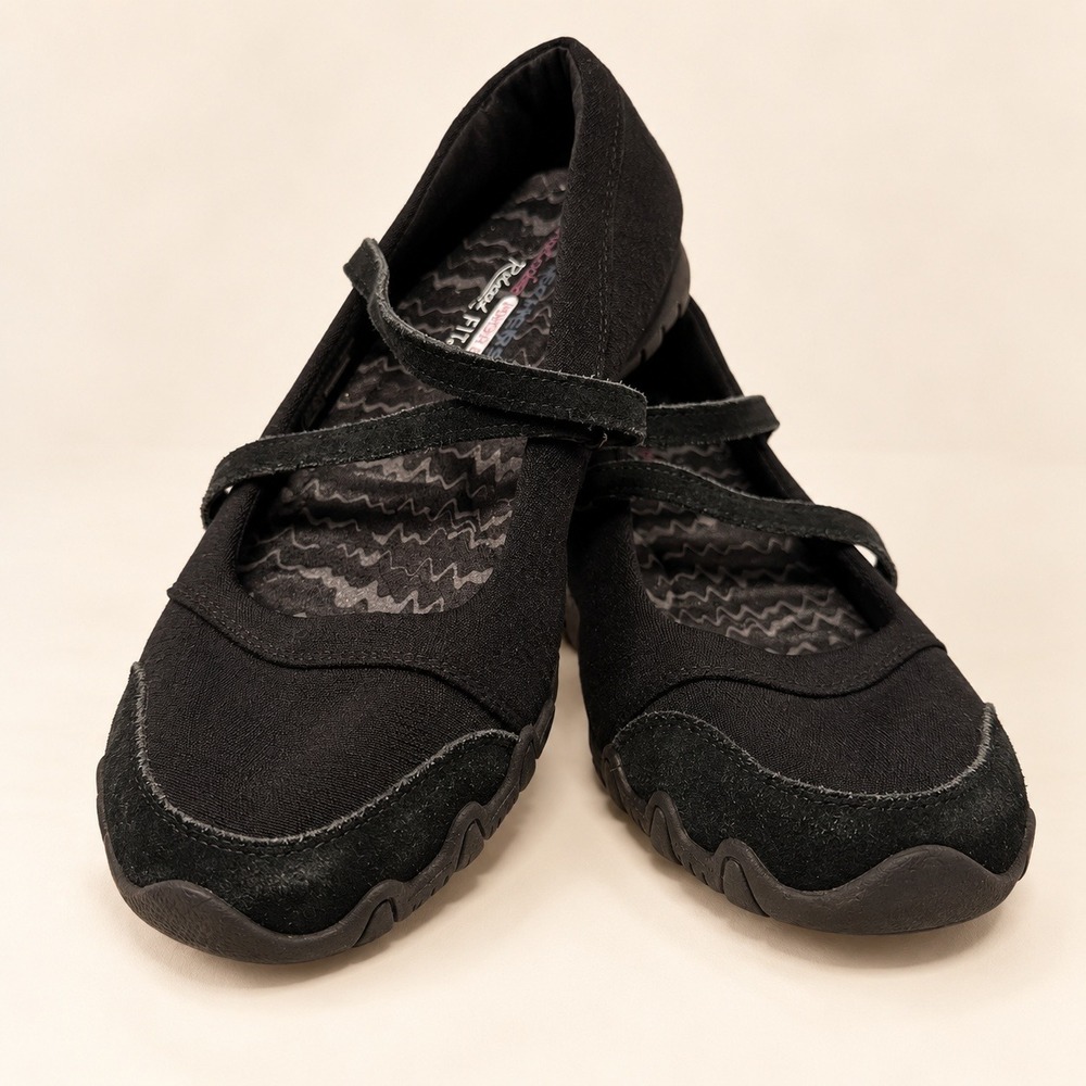 Skechers Relaxed Fit Black Mary Jane Memory Foam Flats Womens 9 Casual Walking